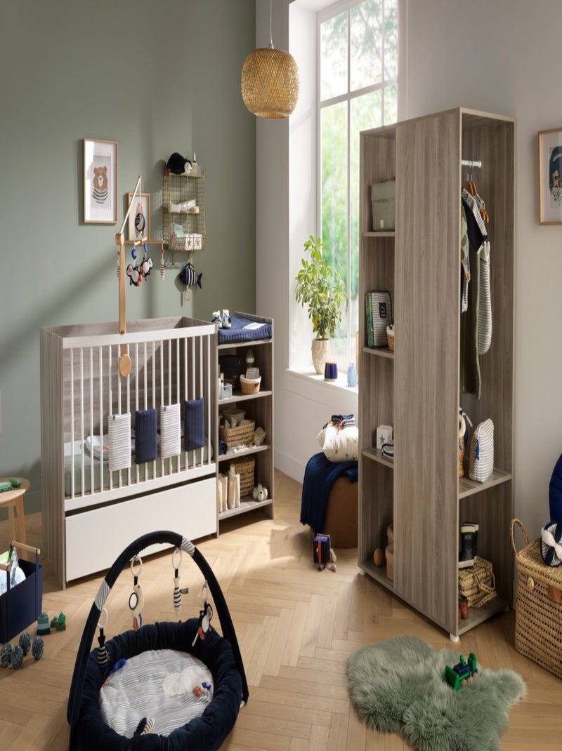 Lettino in legno 120x60 trasformabile in 90x190 con coprifasciatoio e - BABYPRICE Grigio - Kiabi