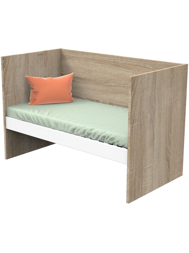 Lettino in pannelli effetto legno e bianco 140x70cm trasformabile in letto junior - SAUTHON Bianco - Kiabi