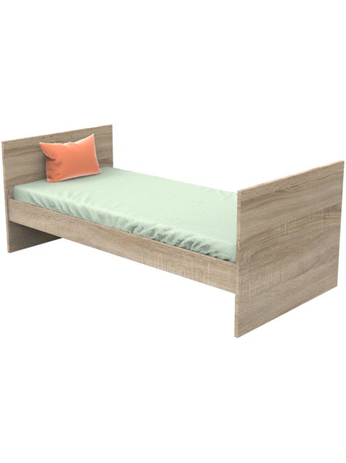 Lettino in pannelli effetto legno e grigio 140x70cm trasformabile in letto junior - SAUTHON - Kiabi