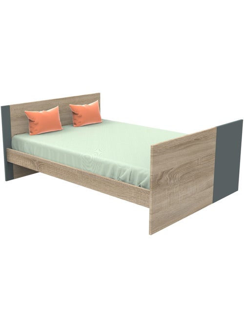 Lettino in pannelli effetto legno e grigio 140x70cm trasformabile in letto junior - SAUTHON - Kiabi