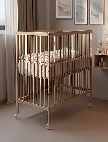 WEBABY - Lettino bambini neonato co-sleeping legno - Bianco - 60 x 120 - 124 x 64,5 x 81 cm LIO
