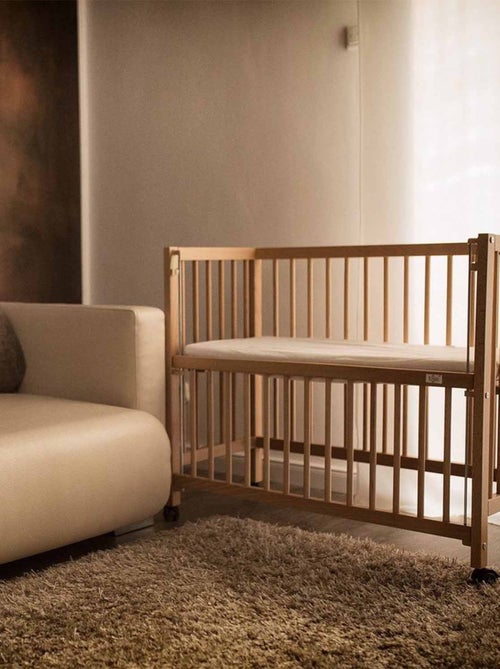 Lettino per co-sleeping con barriere scorrevoli, legno naturale | Tissi - Kiabi