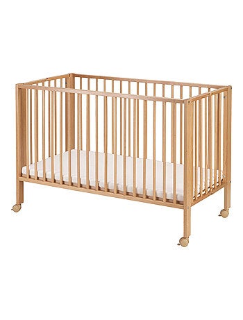 Lettino pieghevole 60x120 cm con materasso, legno naturale | Tissi