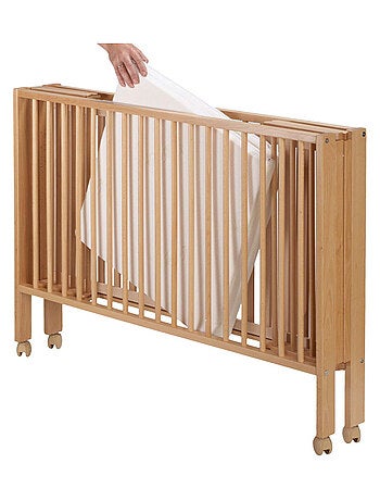 Lettino pieghevole 60x120 cm con materasso, legno naturale | Tissi