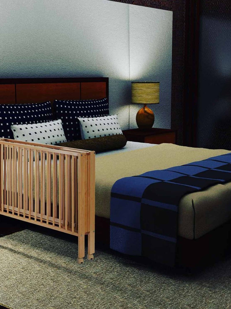 Lettino pieghevole 60x120 cm con materasso, legno naturale | Tissi Marrone - Kiabi