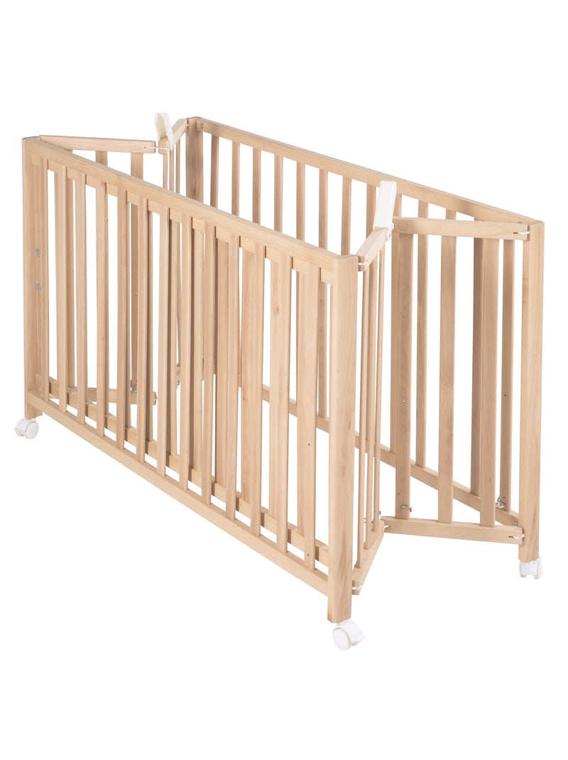 Lettino pieghevole con ruote e altezza regolabile "Roba Fold Up" Legno naturale - Kiabi