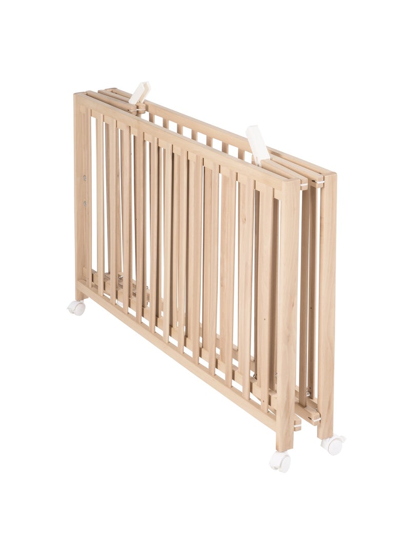 Lettino pieghevole con ruote e altezza regolabile "Roba Fold Up" Legno naturale - Kiabi