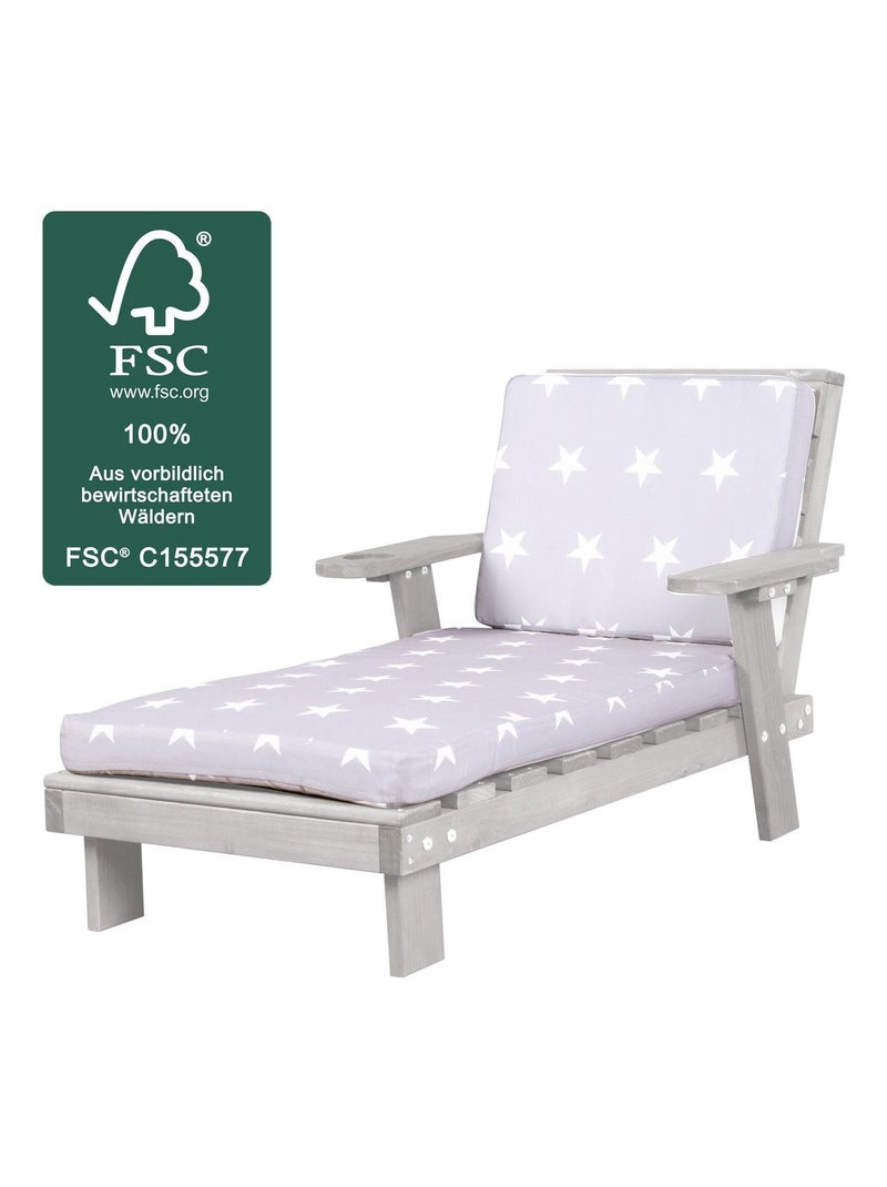 Lettino prendisole per bambini in legno massello con 2 cuscini "Roba Little Stars" Grigio - Kiabi
