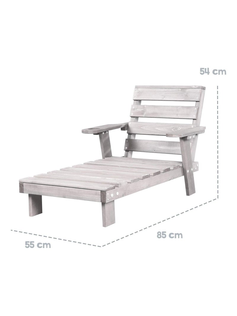 Lettino prendisole per bambini in legno massello con 2 cuscini "Roba Little Stars" Grigio - Kiabi