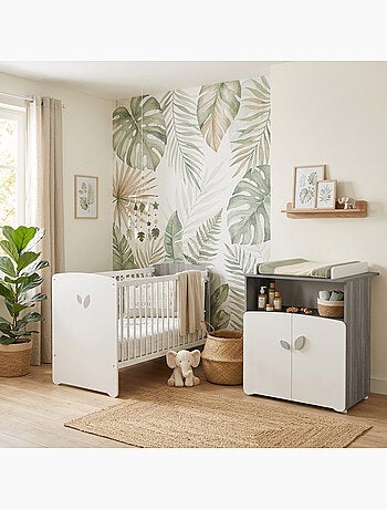 Lettino serigrafato in legno grigio - BABYPRICE