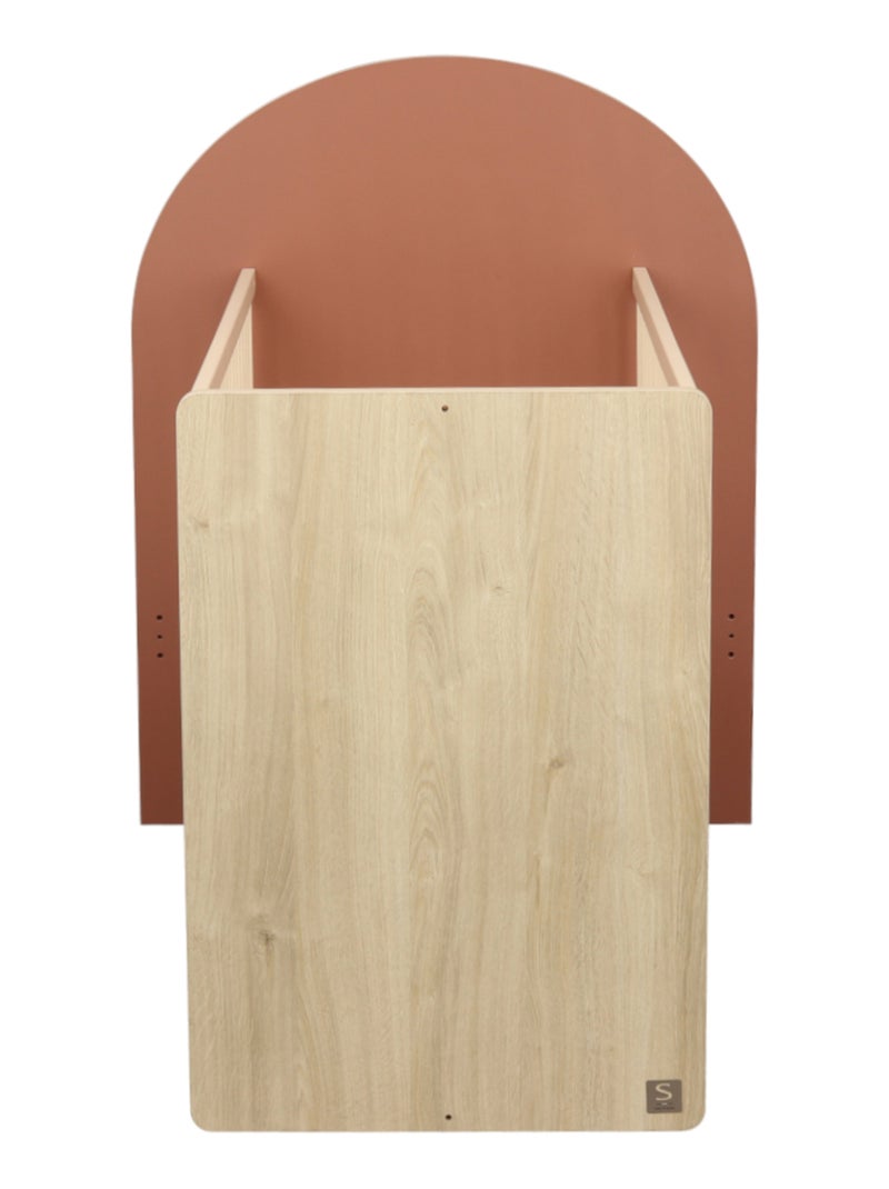 Lettino trasformabile da 120x60 a 90x190 - decoro in legno di quercia seppia, forma ad - SAUTHON Rosso - Kiabi
