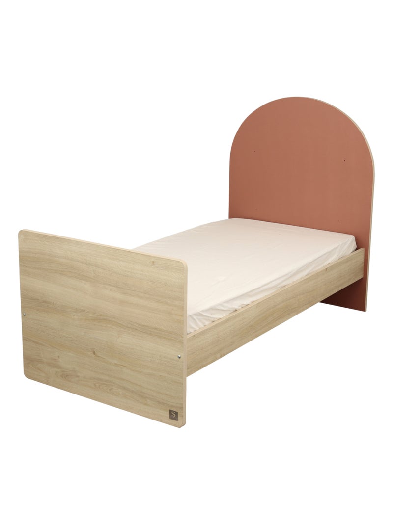 Lettino trasformabile da 120x60 a 90x190 - decoro in legno di quercia seppia, forma ad - SAUTHON Rosso - Kiabi
