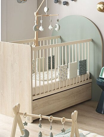 Lettino trasformabile da 120x60 a 90x190 - decoro in legno di quercia seppia, forma ad - SAUTHON