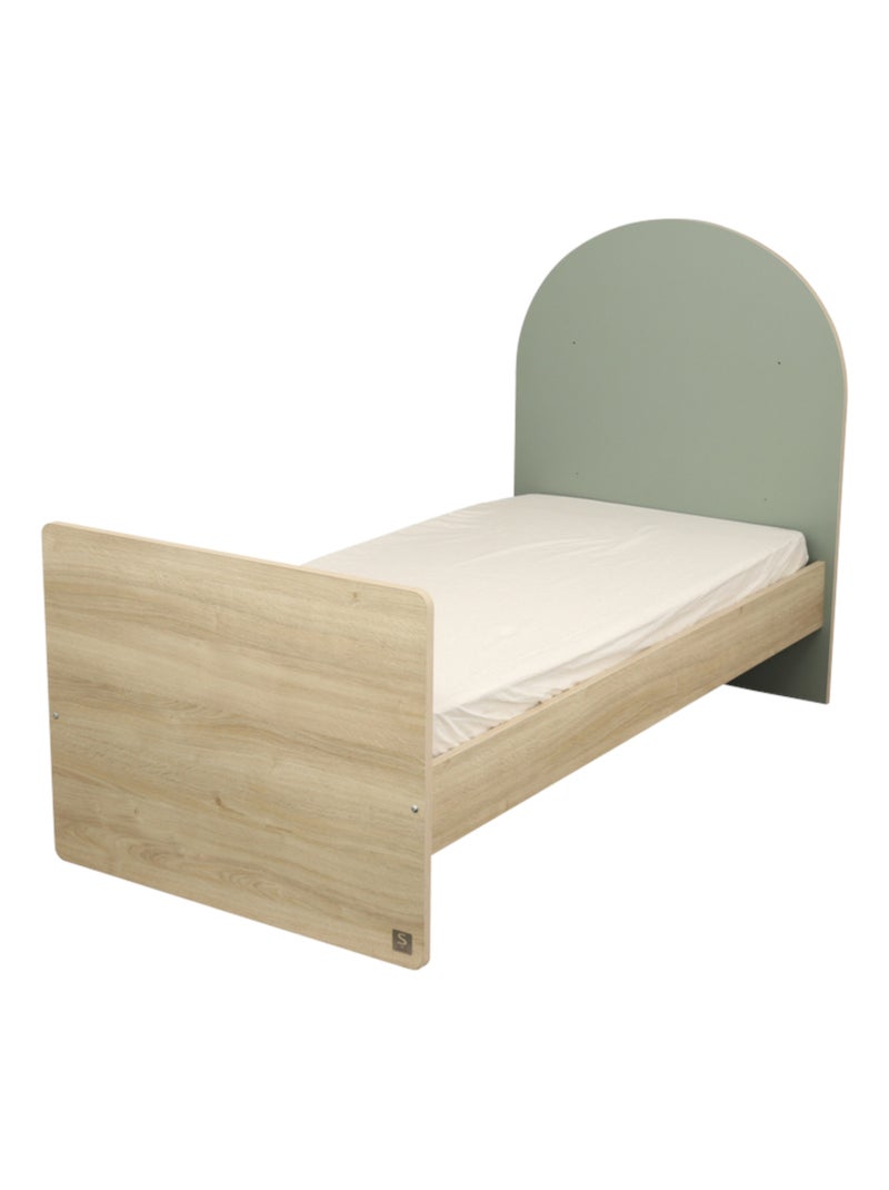 Lettino trasformabile da 120x60 a 90x190 - decoro in legno di quercia seppia, forma ad - SAUTHON Verde - Kiabi
