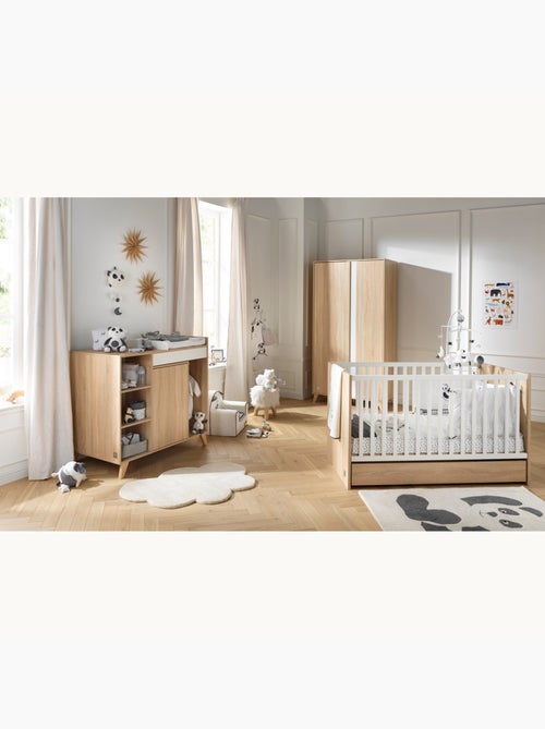 Lettino trasformabile in pannelli effetto legno e bianco 140 x 70 - SAUTHON - Kiabi