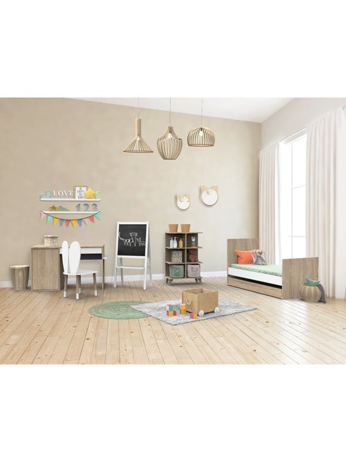 Lettino trasformabile in pannelli effetto legno e bianco 140 x 70 - SAUTHON - Kiabi