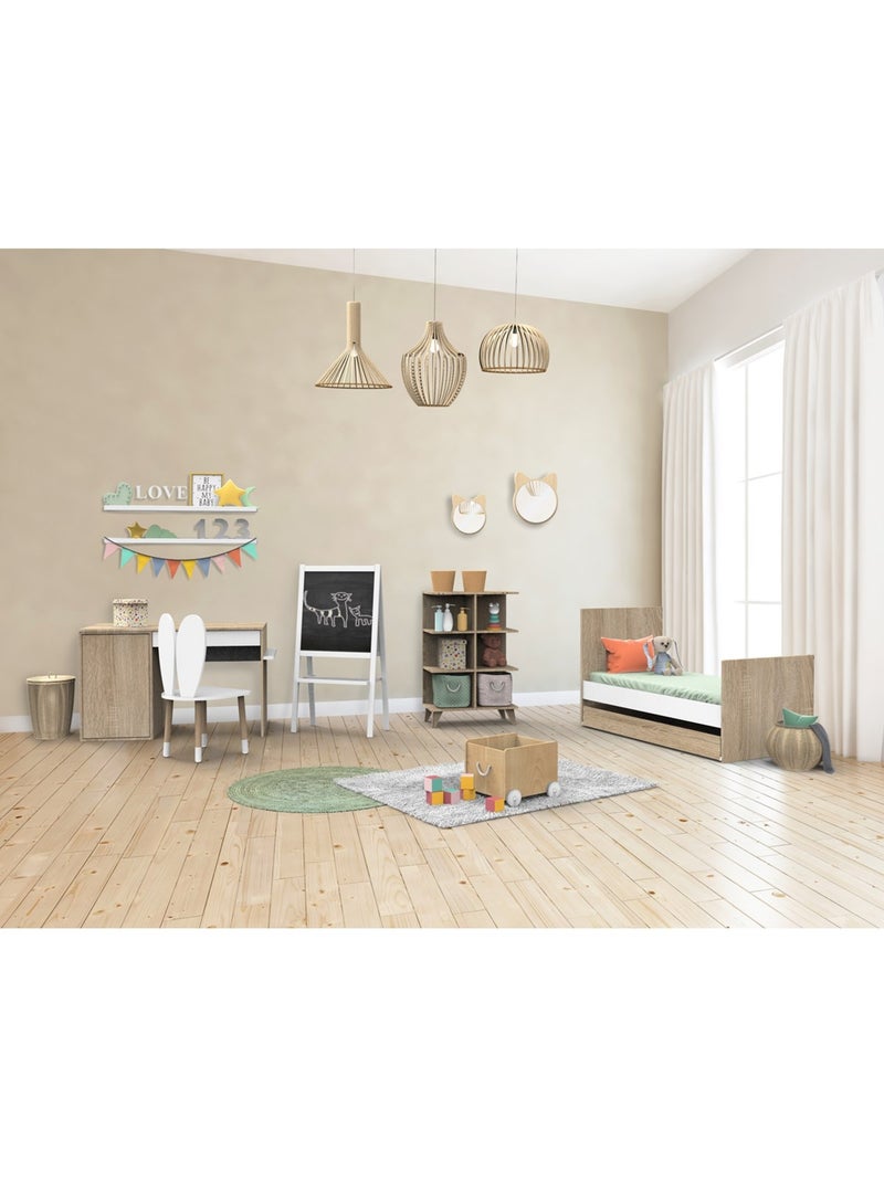 Lettino trasformabile in pannelli effetto legno e bianco 140 x 70 - SAUTHON Bianco - Kiabi