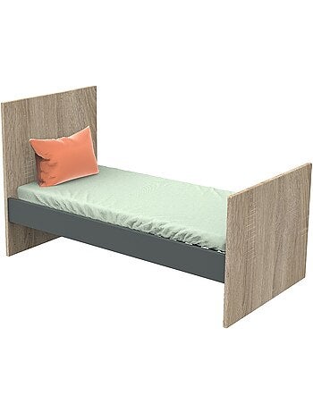 Lettino trasformabile in pannelli effetto legno e grigio 140 x 70 - SAUTHON