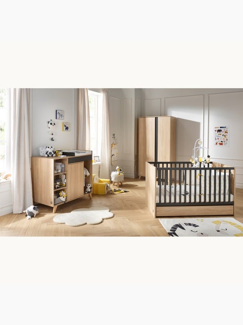 Lettino trasformabile in pannelli effetto legno e grigio 140 x 70 - SAUTHON - Kiabi