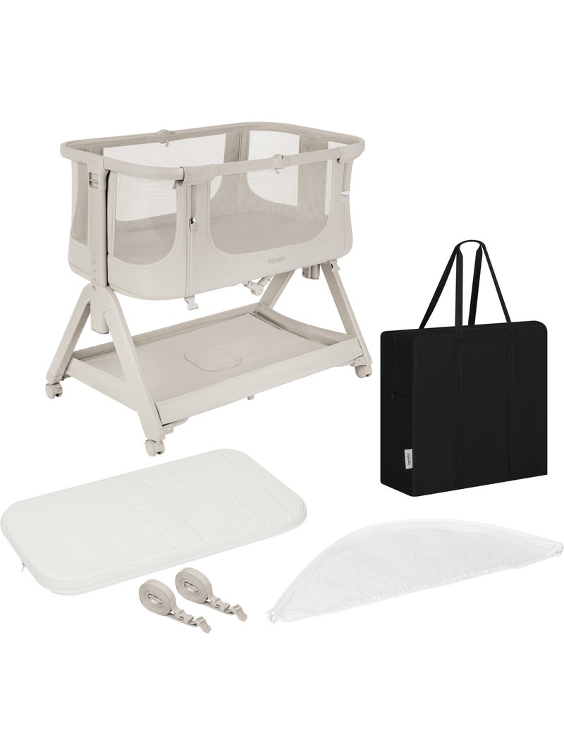 Lettino trasformabile lionelo luna - 0-9 kg - materasso incluso - altezza e inclinazione regolabili Beige chiaro - Kiabi
