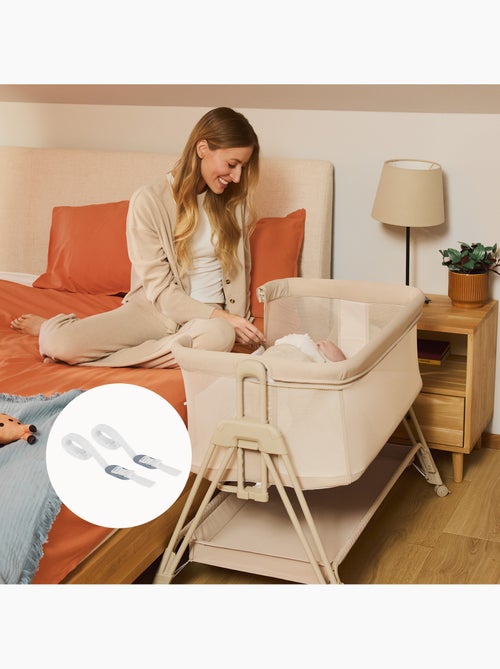 Lettino trasformabile LIONELO Luna - 0-9 kg - Materasso incluso - Altezza e inclinazione regolabili - Kiabi