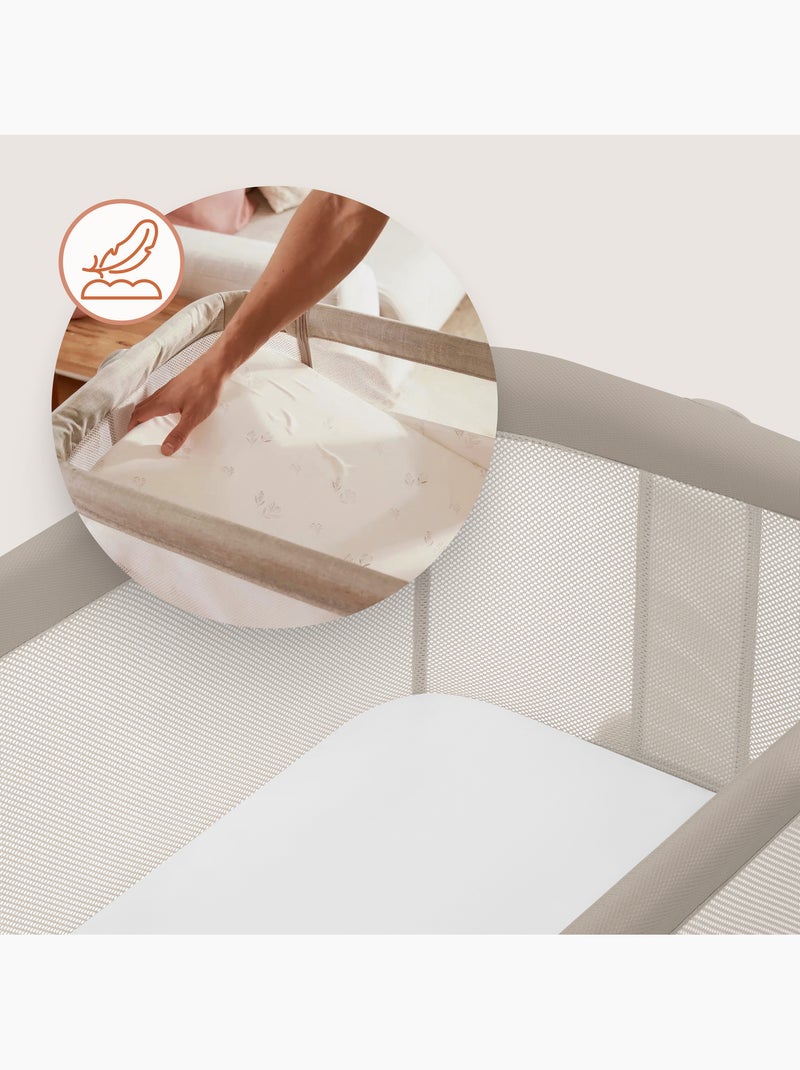 Lettino trasformabile LIONELO Luna - 0-9 kg - Materasso incluso - Altezza e inclinazione regolabili Beige - Kiabi