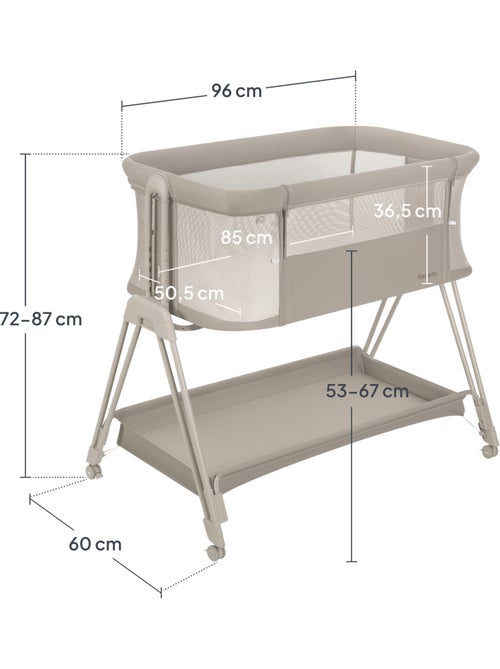 Lettino trasformabile LIONELO Luna - 0-9 kg - Materasso incluso - Altezza e inclinazione regolabili - Kiabi