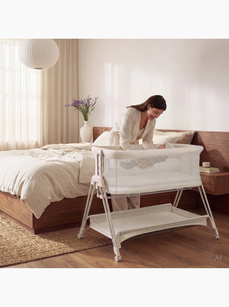 Lettino trasformabile lionelo luna - 0-9 kg - materasso incluso - altezza e inclinazione regolabili Bianco - Kiabi
