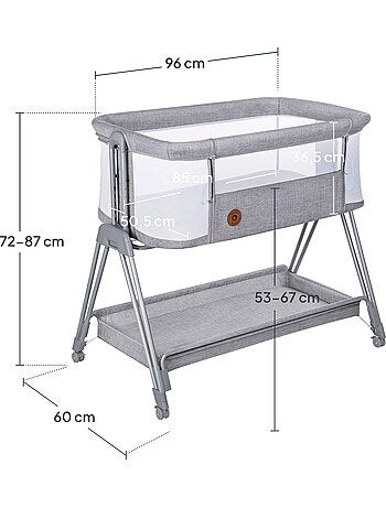 Lettino trasformabile LIONELO Luna - 0-9 kg - Materasso incluso - Altezza e inclinazione regolabili