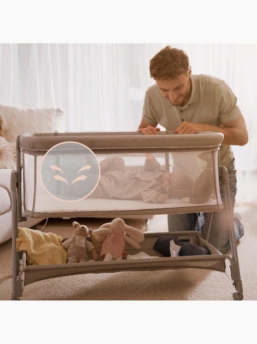 Lettino trasformabile LIONELO Luna - 0-9 kg - Materasso incluso - Altezza e inclinazione regolabili - Kiabi