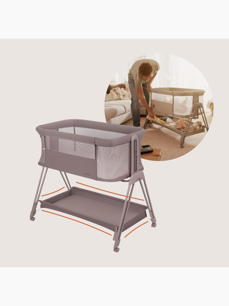 Lettino trasformabile LIONELO Luna - 0-9 kg - Materasso incluso - Altezza e inclinazione regolabili Tortora - Kiabi