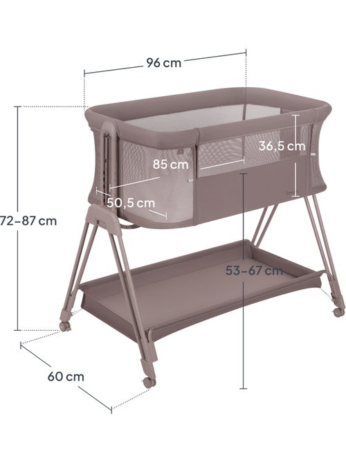 Lettino trasformabile LIONELO Luna - 0-9 kg - Materasso incluso - Altezza e inclinazione regolabili - Kiabi