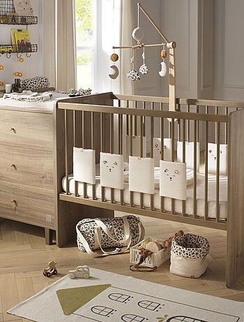 Letto 120x60, trasformabile in 90x190, arredamento in legno di quercia - SAUTHON