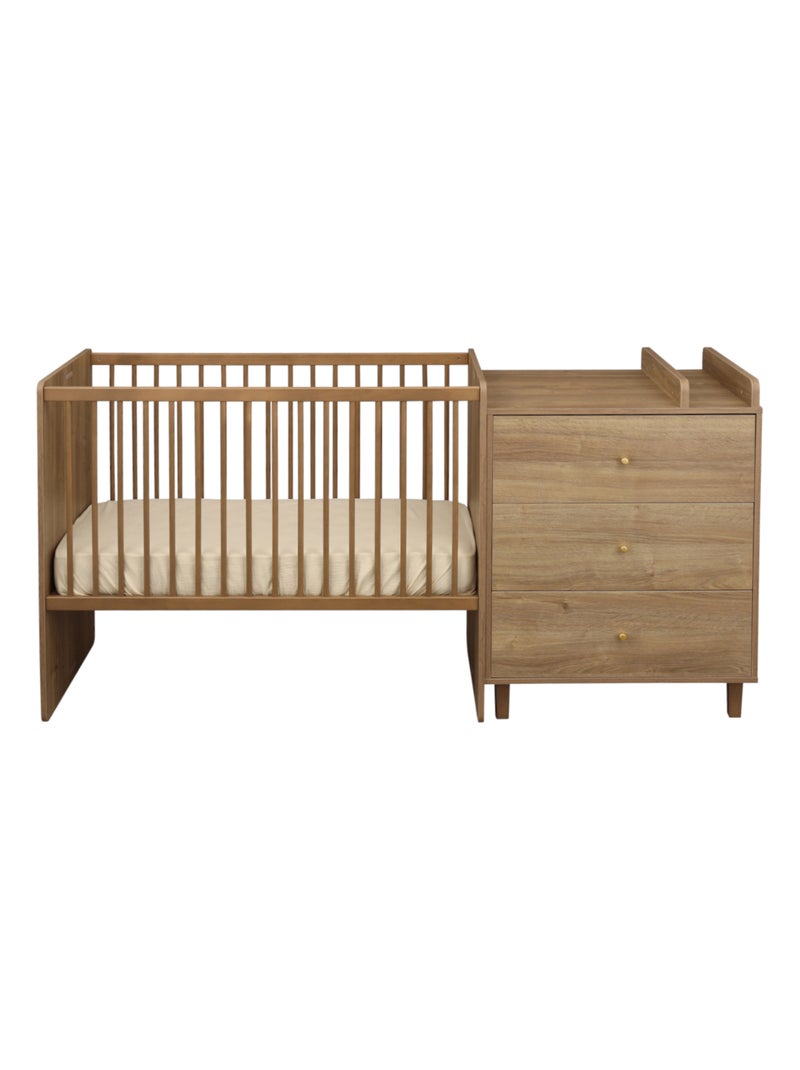 Letto 120x60, trasformabile in 90x190, arredamento in legno di quercia - SAUTHON Marrone - Kiabi