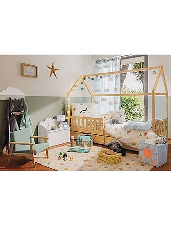 Letto a capanna per bambini bosco 2 cassetti 194,8x98x155,5 cm naturale