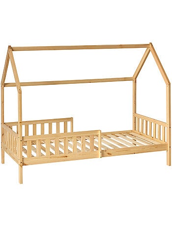 Letto a capanna per bambini bosco 2 cassetti 194,8x98x155,5 cm naturale