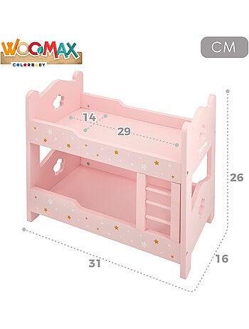 Letto a castello in legno per bambole woomax