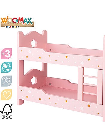 Letto a castello in legno per bambole woomax