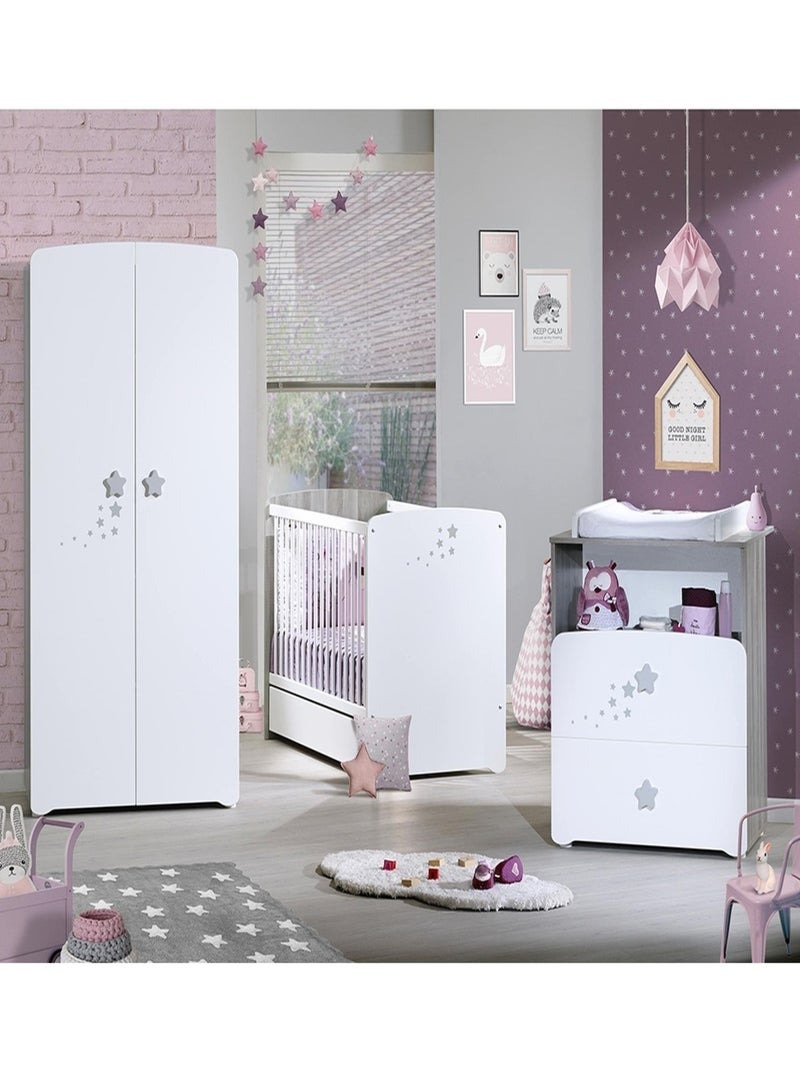 Letto a tre piazze, cassettiera e armadio in legno - BABYPRICE Bianco - Kiabi