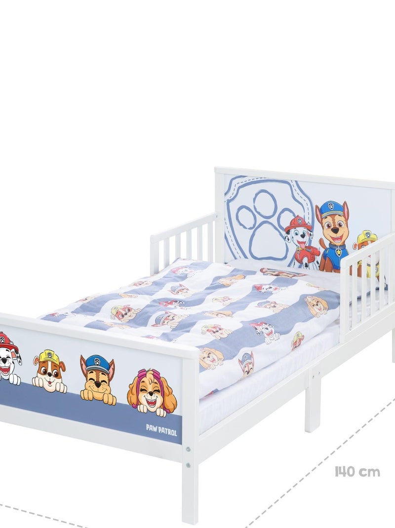 Letto bambino con sponde di sicurezza e biancheria – ROBA "Paw Patrol" Bianco Blu Grigio - Kiabi