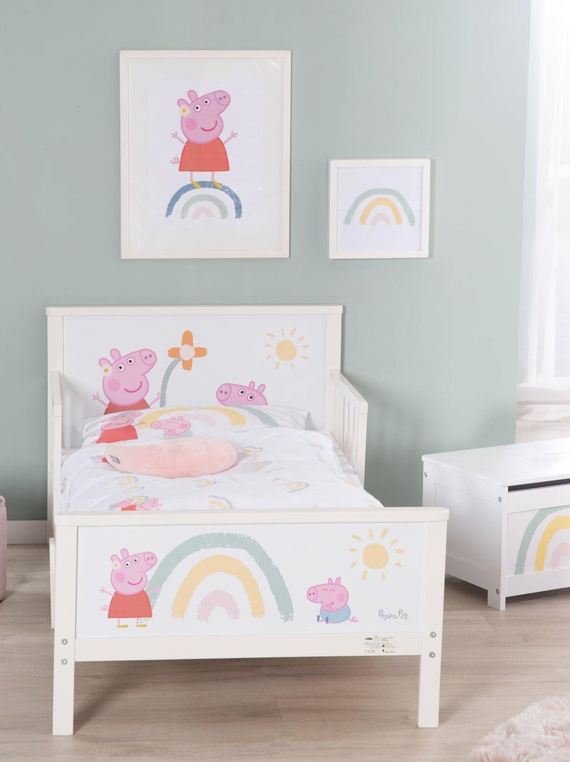 Letto bambino con sponde di sicurezza e biancheria – ROBA "Peppa Pig" Bianco Rosa Grigio - Kiabi