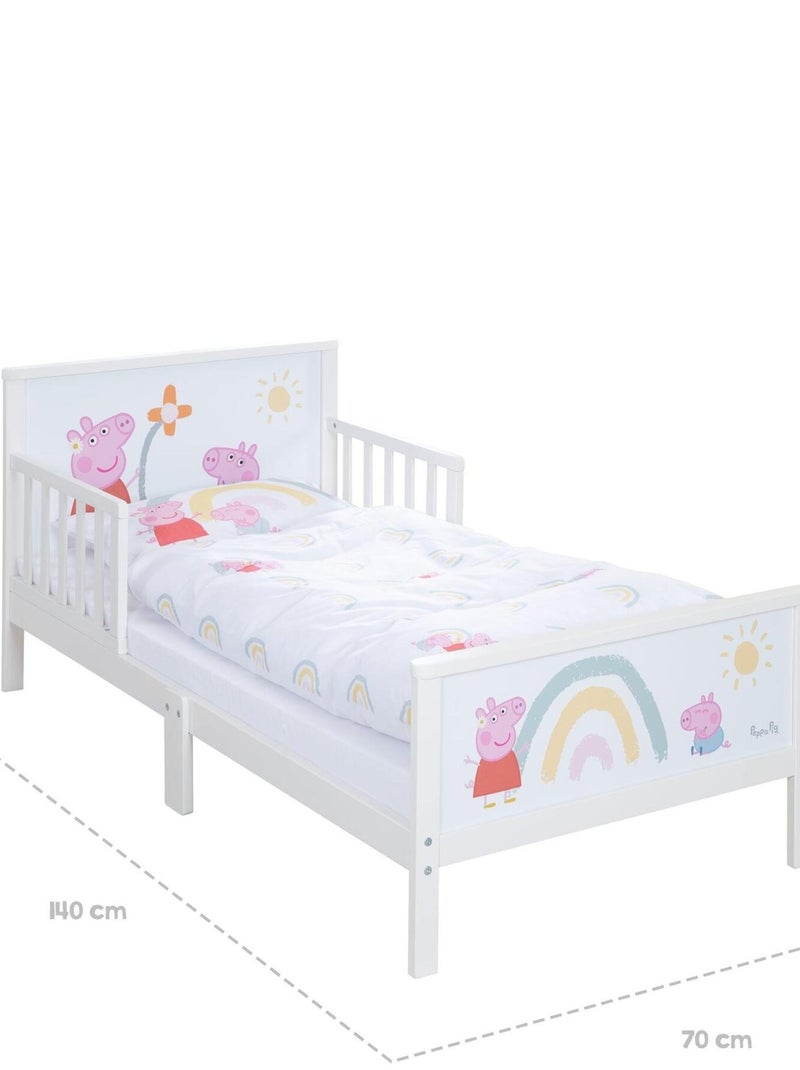 Letto bambino con sponde di sicurezza e biancheria – ROBA "Peppa Pig" Bianco Rosa Grigio - Kiabi