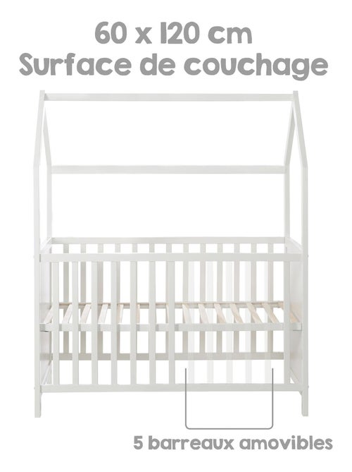 Letto bebè casetta convertibile in cododo e divanetto – altezza regolabile – "Roba" - Kiabi