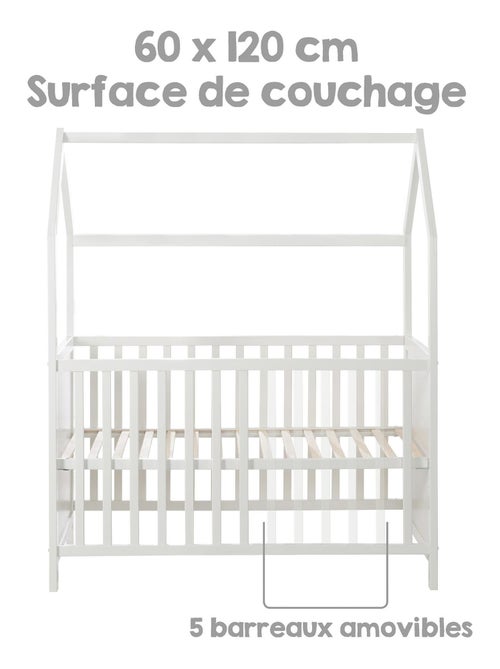 Letto bebè casetta convertibile in cododo e divanetto – altezza regolabile – "Roba" - Kiabi