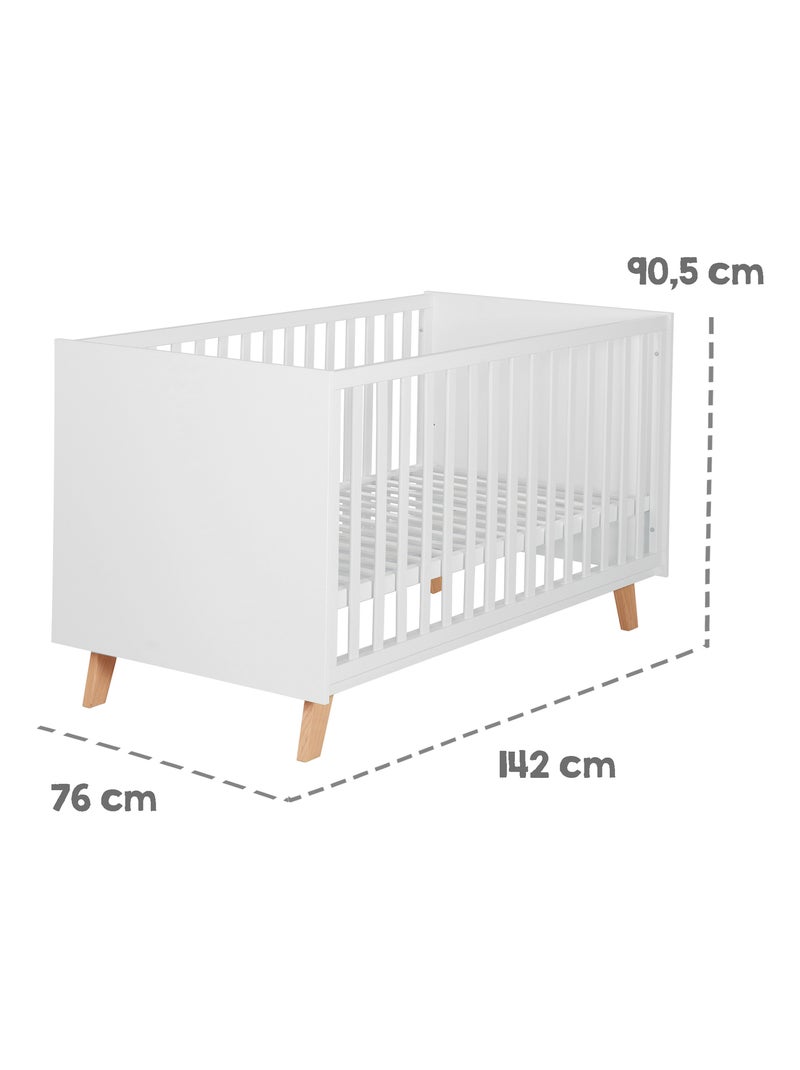 Letto bebè evolutivo convertibile in letto junior – design scandinavo – altezza regolabile Bianco Marrone - Kiabi