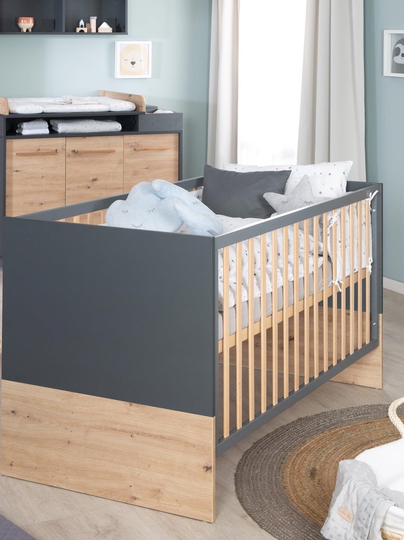 Letto bebè evolutivo convertibile in letto junior fino a 7 anni – altezza regolabile – "roba lenn" Grigio antracite - Kiabi