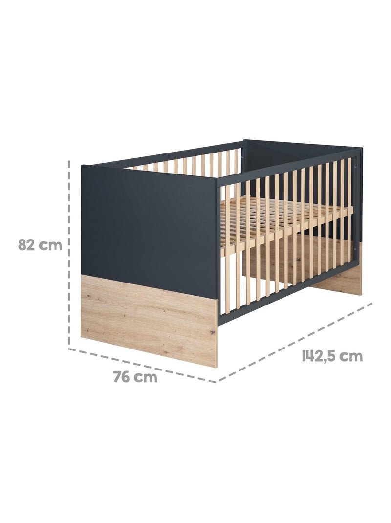 Letto bebè evolutivo convertibile in letto junior fino a 7 anni – altezza regolabile – "roba lenn" Grigio antracite - Kiabi