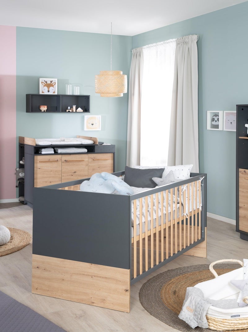 Letto bebè evolutivo convertibile in letto junior fino a 7 anni – altezza regolabile – "roba lenn" Grigio antracite - Kiabi
