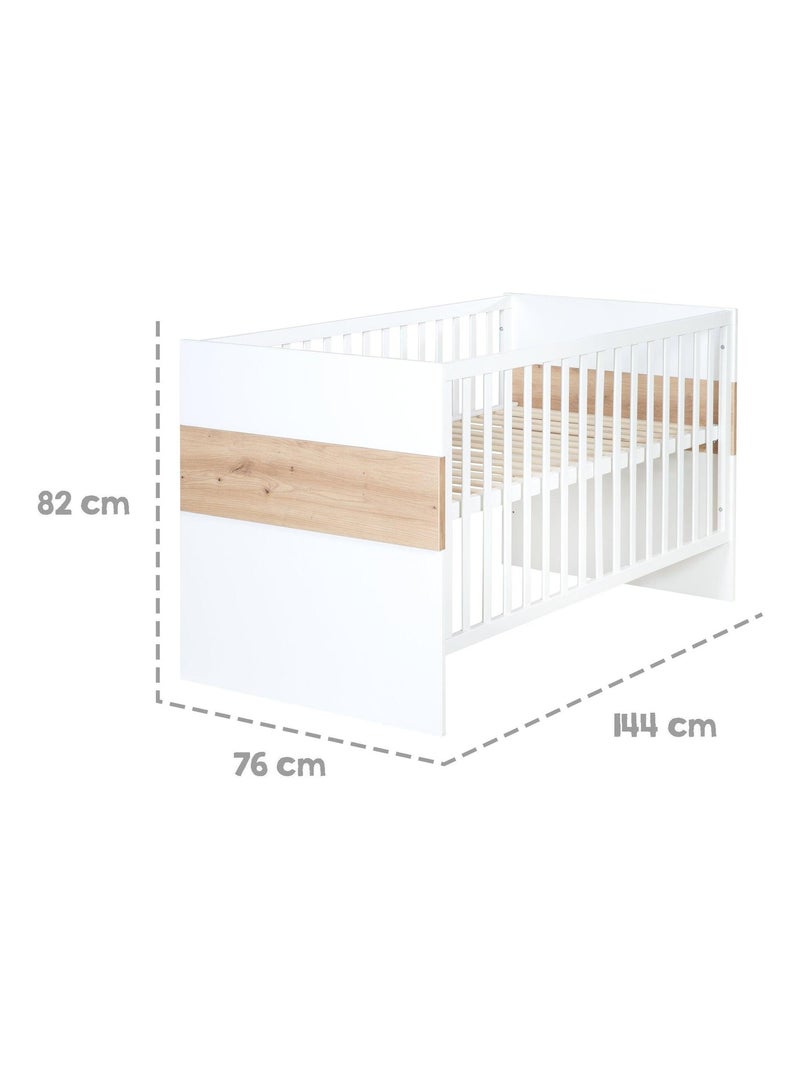Letto bebè evolutivo convertibile in letto junior fino a 7 anni – altezza regolabile – "Roba Lion" Bianco Marrone - Kiabi