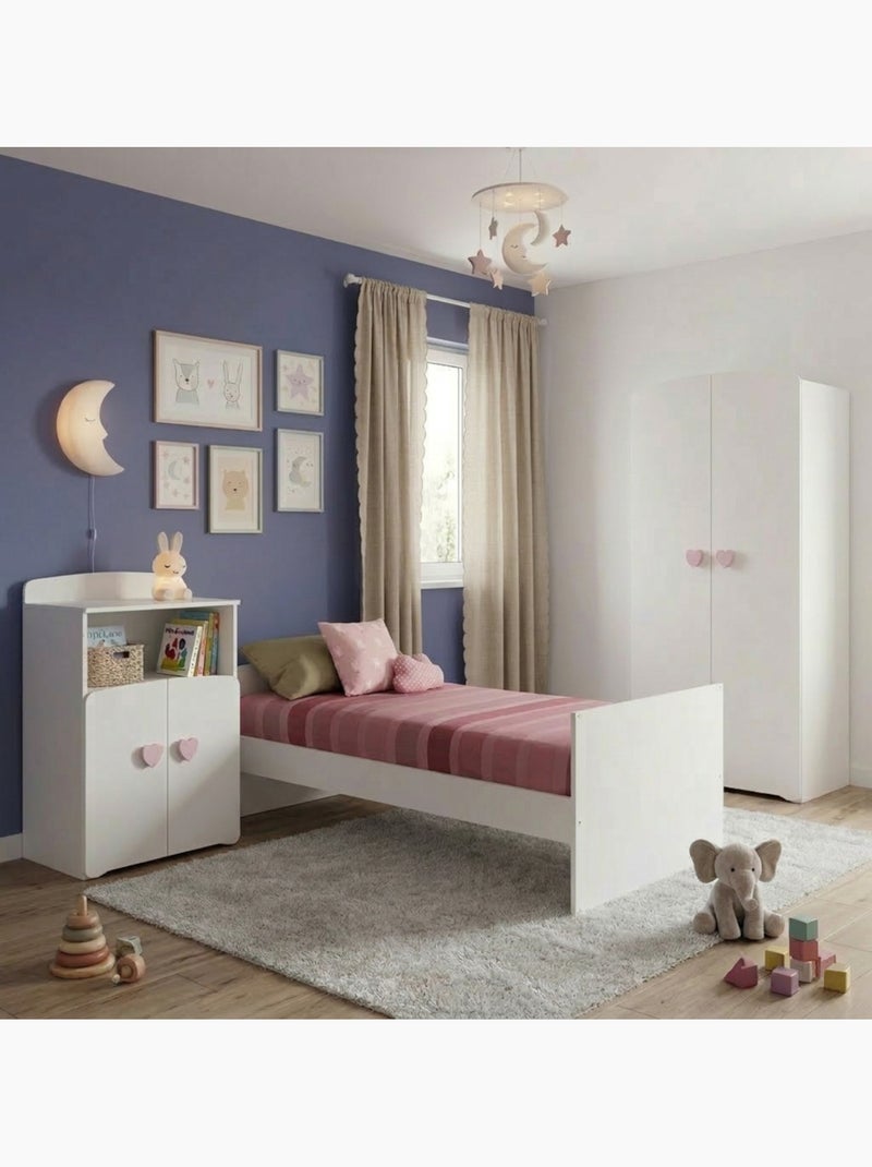 Letto combinato trasformabile da 120x60 a - BABYPRICE Bianco Rosa - Kiabi